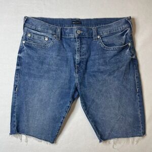 True Religion Ricky Relaxed Straight Denim‎ Shorts Mens Size 42 Blue
